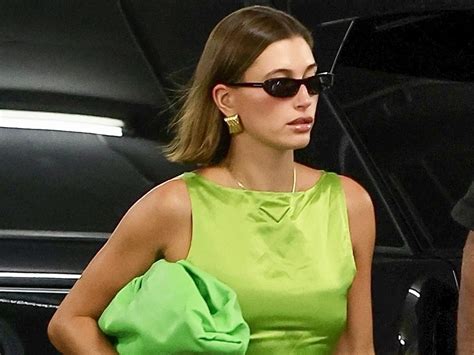 Hailey Bieber's Lime Green Satin Blouse Deserves a Spot in 